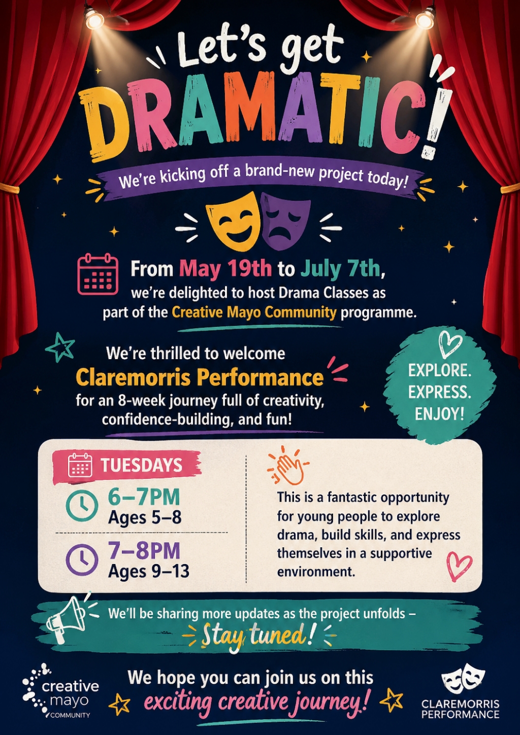 Dramatic! Drama Classes 7-8pm (Ages 9-13)