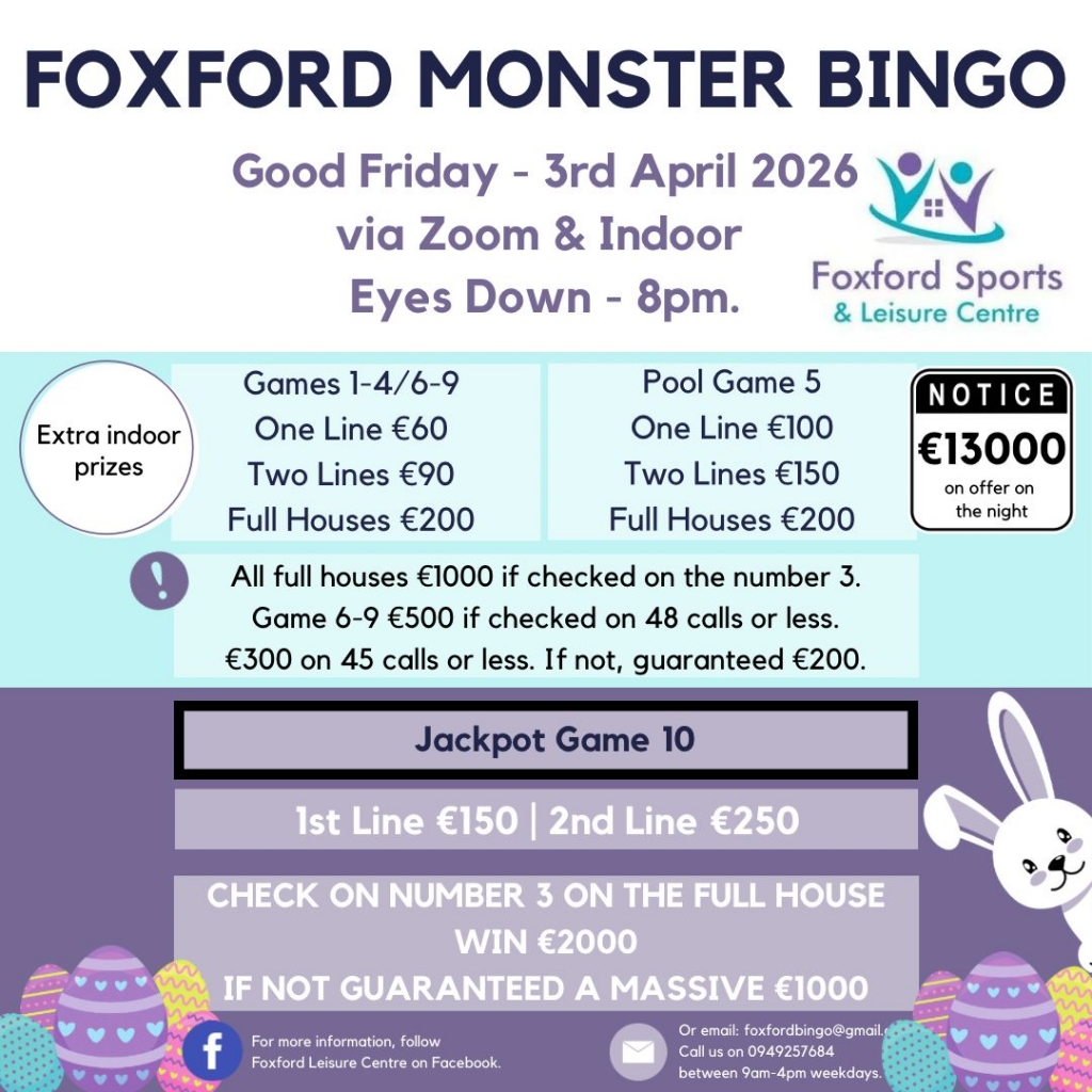 Foxford Bingo 03/04/26