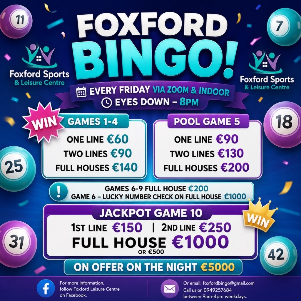 Foxford Bingo 17/07/26