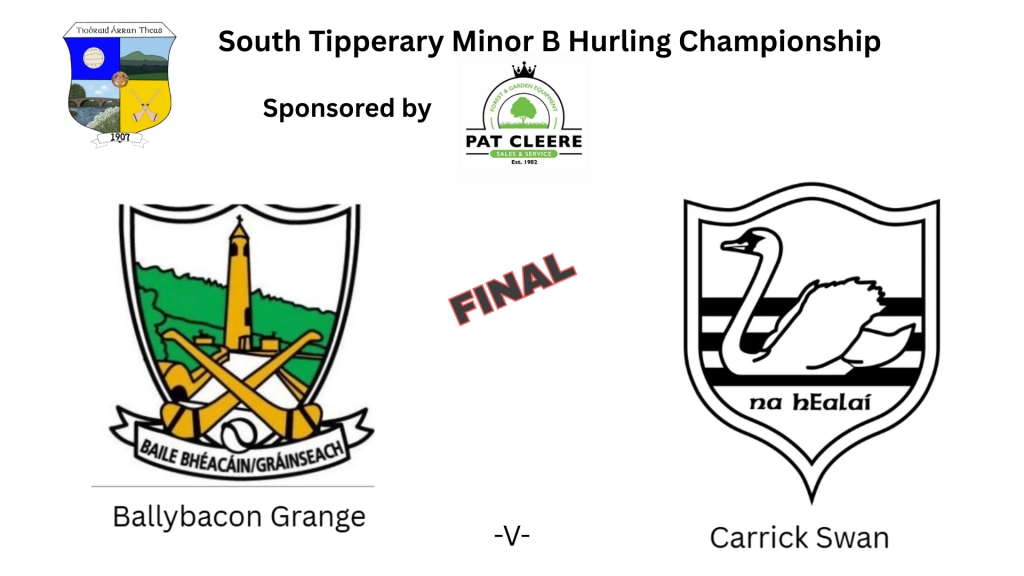 Pat Cleere Forest and Garden Equipment South Tipperary Minor B Hurling Final: Ballybacon Grange -V- Carrick Swan