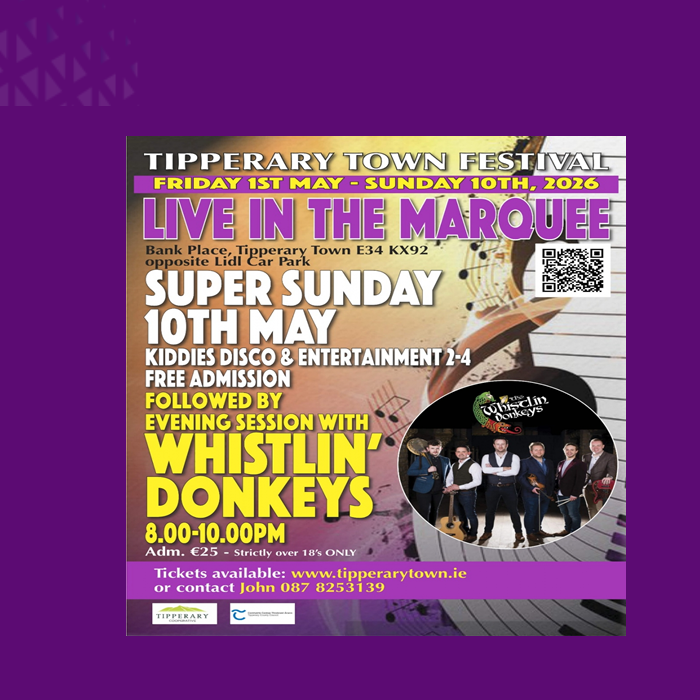 Super Sunday 10th May 2026 with The Whistlin’ Donkeys