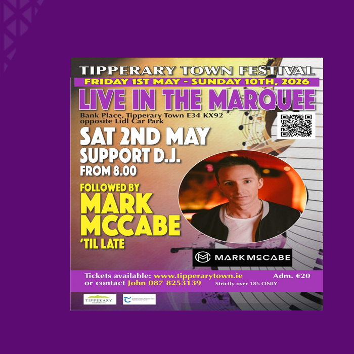 Live on Saturday Night: Mark McCabe  Saturday 2nd May 2026 | The Big Marquee, Tipperary Town