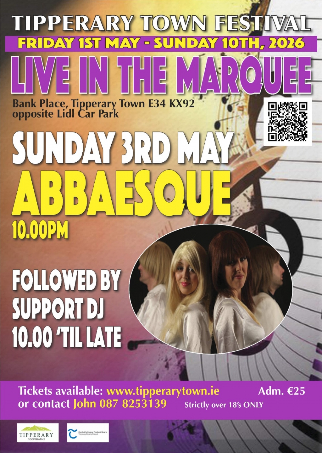 Sunday 3rd May 2026 Abbaesque followed by Dj