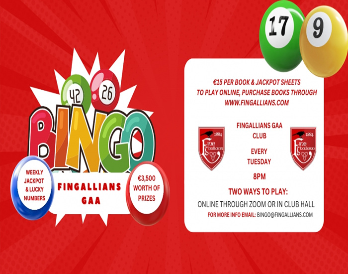 Fingallians Gaa - Bingo Tuesday 24th March 2026